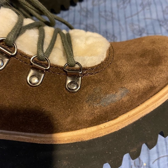 All Black suede and faux shearling hiking boots size 38 - Picture 4 of 9